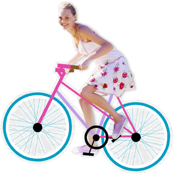 Bilde av en ung kvinne som sykler